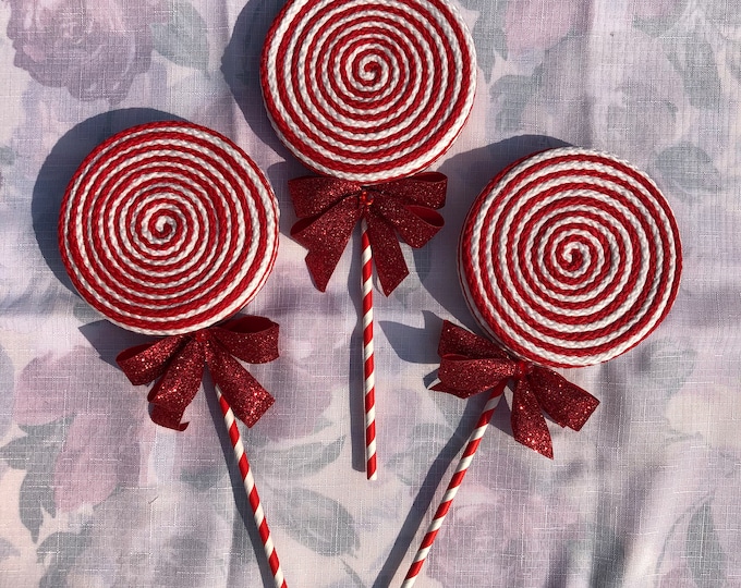 Featured listing image: Lollipop wreath embellishments, faux candy attachments, candy decor, Christmas lollipops, yarn pops,lollipop wreath attachments,lollipops