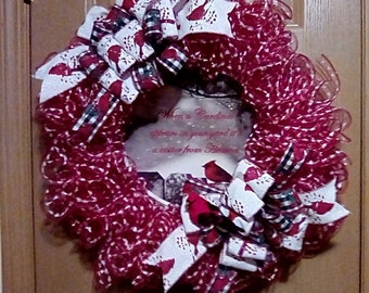 Winter Cardinal Wreath, Winter Red Bird, Cardinal Winter Wreath, Winter Cardinal Wreath,Winter Mesh Wreath, Winter Door Wreath