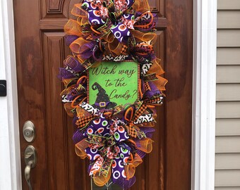 Halloween Door Swag, Halloween Large Swag, Whimsical Halloween Swag, Large Halloween Swag, Trick or Treat Swag, Halloween Door Decor