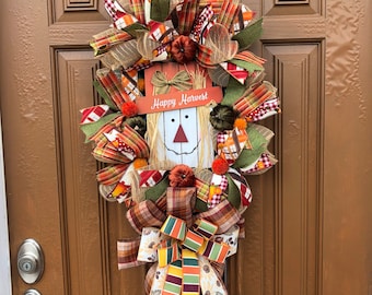 Scarecrow Door Swag,Scarecrow Door Decor,Scarecrow Wreath,Fall Scarecrow Swag,Fall Door Swag,Hello Fall Scarecrow,Fall Door Decor,Hello Fall