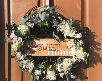 White Lilac Wreath, Everyday Door Wreath, Lilac Door Wreath, Everyday Floral Wreath, Spring Lilac Wreath, Spring Door Wreath, Hello Spring