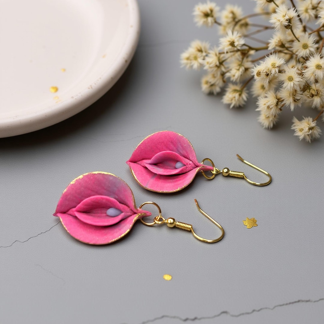 Vulva Earrings, Feminist Polymer Clay Vagina Jewelry, Body