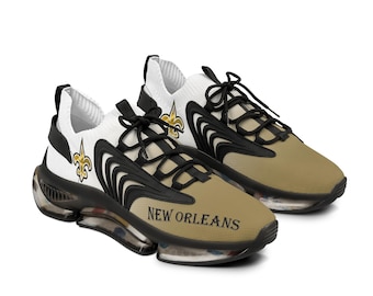 New Orleans Men's Mesh Sports Sneakers White & Gold