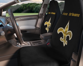 Fundas de poliéster para asientos de coche de los New Orleans Saints, color negro