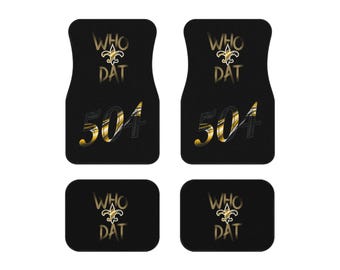Alfombrillas de coche "Who Dat" de los New Orleans Saints (juego de 4), color negro