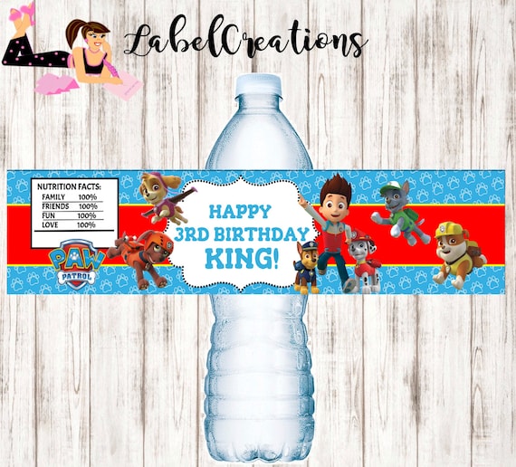 25 paw patrol water bottle labels paw patrol labels paw etsy uk