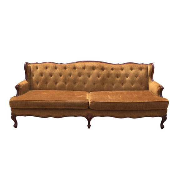 Vintage Mahogany Tufted Sofa Etsy