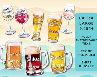 Personalized Cruise Door Magnet: Beer & Wine Stateroom Decor