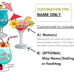 Personalized Cruise Door Magnets custom saying Large Tropical Drink Cocktail Magnet Stateroom Cabin Decor Royal Caribbean Carnival image 4