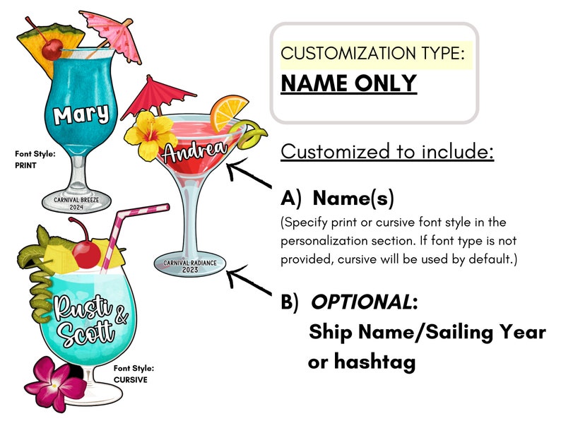 Personalized Cruise Door Magnets custom saying Large Tropical Drink Cocktail Magnet Stateroom Cabin Decor Royal Caribbean Carnival image 4