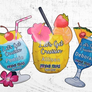 Personalized Cruise Door Magnets custom saying Large Tropical Drink Cocktail Magnet Stateroom Cabin Decor Royal Caribbean Carnival image 9