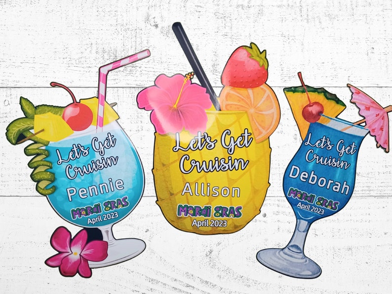 Personalized Cruise Door Magnets custom saying Large Tropical Drink Cocktail Magnet Stateroom Cabin Decor Royal Caribbean Carnival image 9