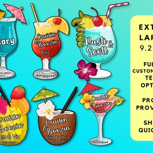 Personalized Cruise Door Magnets custom saying Large Tropical Drink Cocktail Magnet Stateroom Cabin Decor Royal Caribbean Carnival image 1