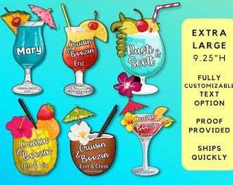 Personalized Cruise Door Magnet: Tropical Cocktail Stateroom Decor