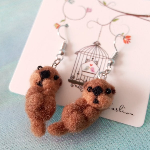 Otter Earrings / Sea Otter Gifts / Mismatched Earrings / Asymmetrical Earrings / River Otter Jewelry / Kawaii Clothing / Treat Yo SelfGD179