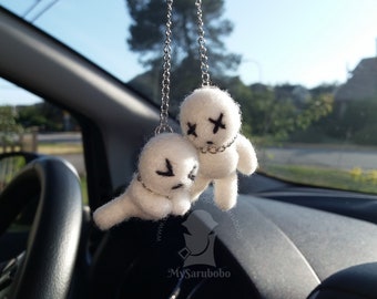 Voodoo Rear View Mirror Charm / Hanging Kawaii Pastel Goth Car Accessories for Women /  Cute Witchcraft Doll Halloween Accessories GD212
