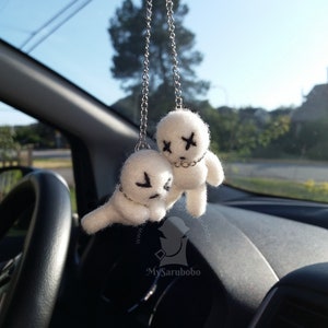 Voodoo Rear View Mirror Charm / Hanging Kawaii Pastel Goth Car Accessories for Women /  Cute Witchcraft Doll Halloween Accessories GD212