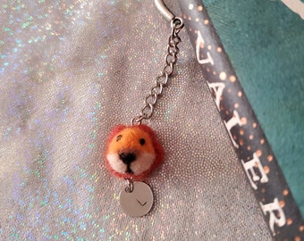 Lion Head Bookmark / Cute Plush Miniature Personalized Safari Animal Stationary Agenda Planner Charm / Kawaii Leo Zodiac Birthday Gift GD266