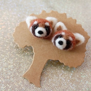 Boucles d'oreilles panda roux/bijoux bébé panda roux mignon/boucles d'oreilles kawaii miniatures/boucles d'oreilles pelucheuses renard de feu panda roux cadeau pour amoureux de la faune GD204