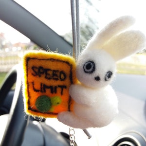 Rabbit Rear View Mirror Charm / Personalized Car Accessories for Women / Hanging Cute Kawaii Bunny Ornament / Birthday Gift for Him GD167