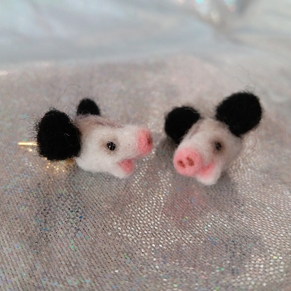 Screaming Possum Earrings / Possum Jewelry / Kawaii Miniature Earrings / Marsupial Fluffy Opossum Plush Accessories Cute Baby opossum GD250