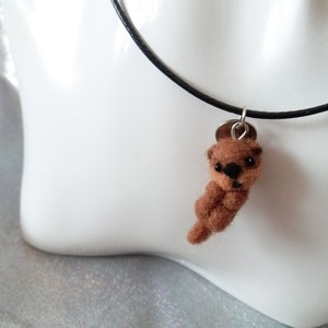 Otter Necklace / Sea Otter Gifts / River Otter Jewelry / Monogram Name Initial Necklace / Personalized Gifts GD178