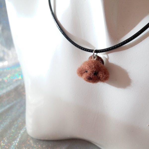 Brown Poodle Necklace / Dog Mom Fur Mama Gifts / Toy Poodle Figure Jewelry / Kawaii Plush Puppy Head / Cute Dog Lovers Accessories GD251