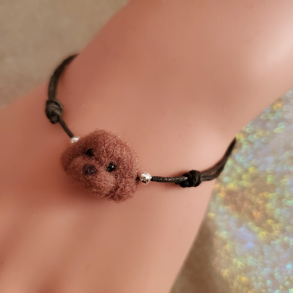 Brown Poodle Bracelet / Dog Mom Fur Mama Gifts / Toy Poodle Figure Jewelry / Kawaii Plush Puppy Head / Cute Dog Lovers Accessories GD243