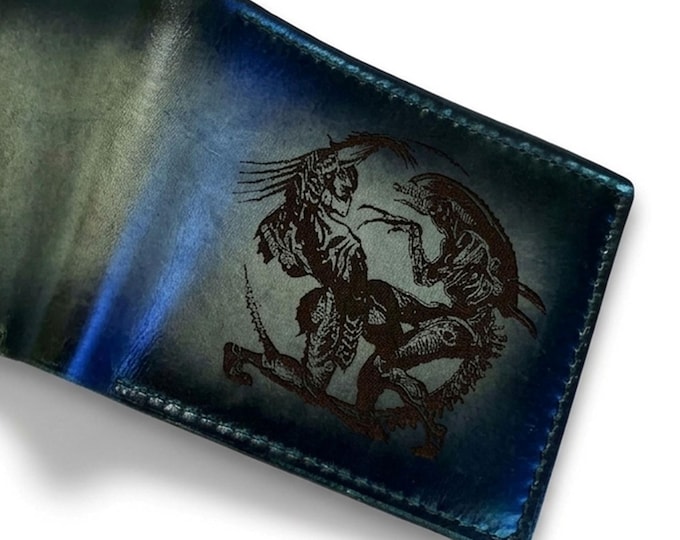 Alien vs Predator Leather Wallet: Engraved Horror Gift - set 230927