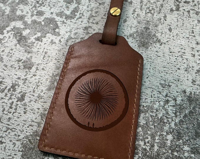 Handmade Dune Sandworm Leather Luggage Tag: Custom Engraved Travel Gift