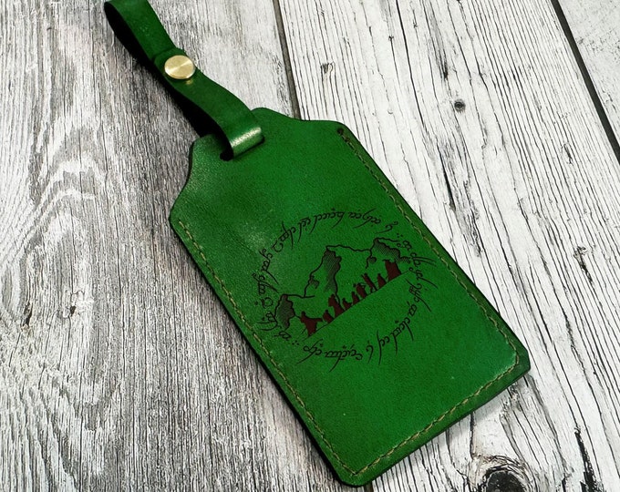 Handmade Leather Lord of the Rings Luggage Tag: Custom Travel Gift