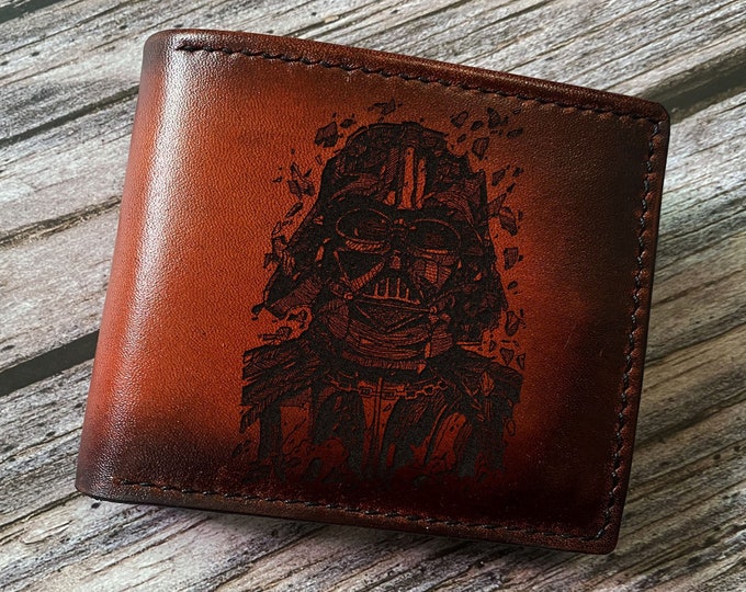 Darth Vader Leather Wallet: Engraved Star Wars Gift
