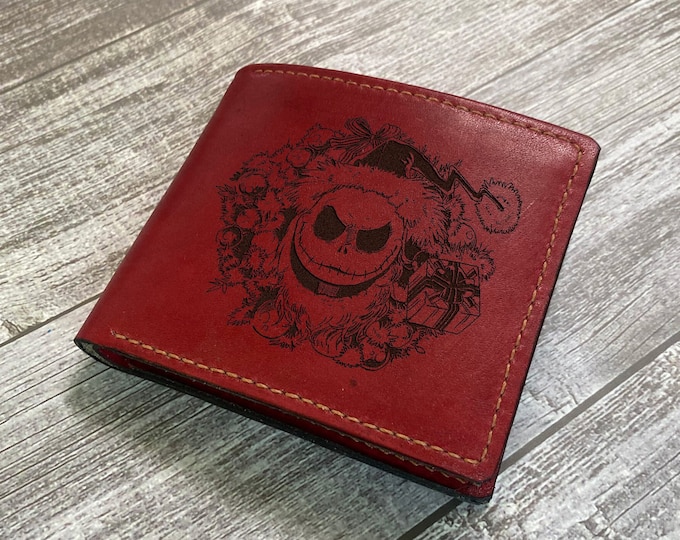 Nightmare Before Christmas Leather Wallet: Custom Engraved Oogie Boogie Gift