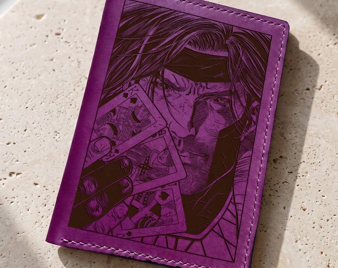 Gambit superheroes leather wallet, avenger custom engrave present for boy, hero card wallet - 280726