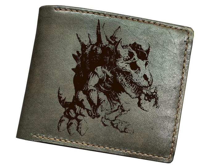 Genuine Leather Wallet, King Bowser Engraved, Mario Inspired Gift