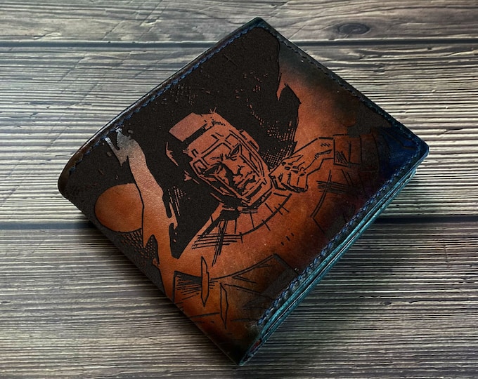 Handmade Kang the Conqueror Leather Wallet, Engraved Marvel Gift