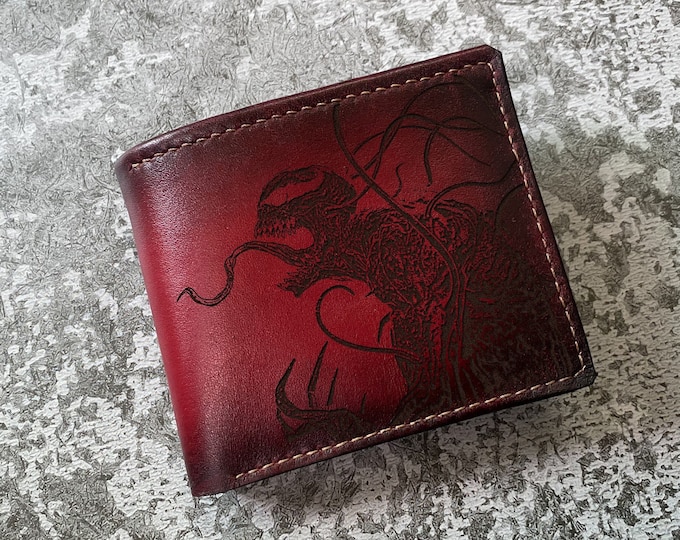 Handmade Venom Carnage Leather Wallet, Custom Anti-Hero Gift