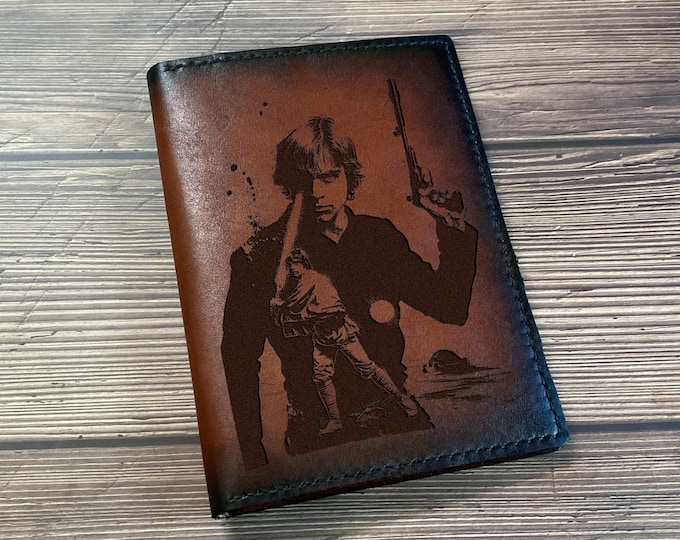 Star Wars Leather Passport Wallet: Luke Skywalker Engraved Travel Gift