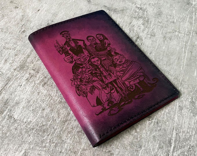 The Addams Family Leather Passport Wallet: Custom Engraved Travel Case