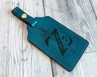 Legend of Zelda leather luggage tags, custom name engraving travel tag, personalized leather tag, zelda small gift for friends, xmas gifts