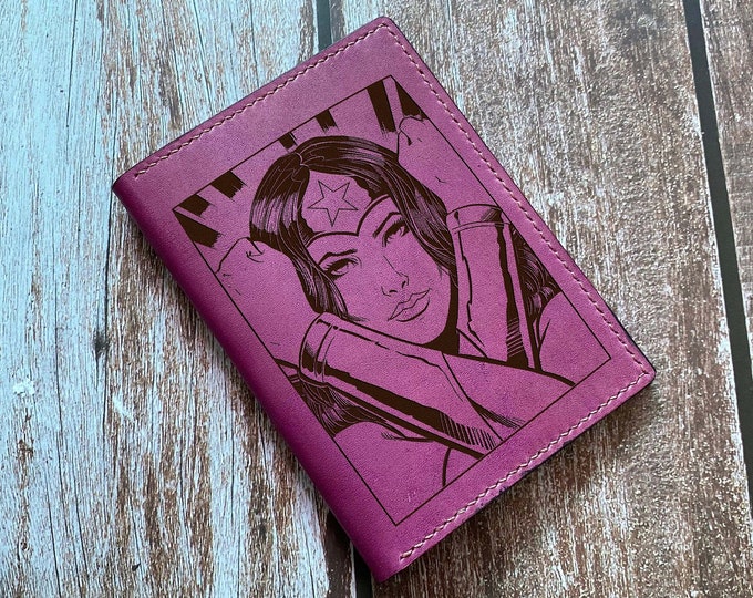 Wonder Woman Leather Passport Wallet: Handmade Travel Gift