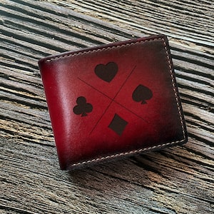 Portafoglio in pelle con motivo a carte da gioco, 4 tipi di portafoglio da uomo personalizzato, regalo divertente per lui, idee regalo per compleanno e anniversario.