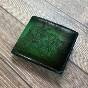 Cartera de cuero para hombre con diseño de Gandalf, billetera plegable grabada, billetera de cuero de El Señor de los Anillos, regalo para papá, regalo de San Valentín para novio