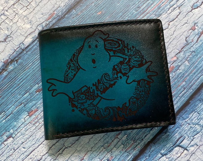 Ghostbusters Leather Bifold Wallet: Custom Engraved Horror Gift