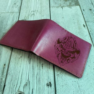 Megatron head engrave leather wallet, Transformers leather gift ideas, Transformers wallet for dad, personalized gift for boyfriend, husband