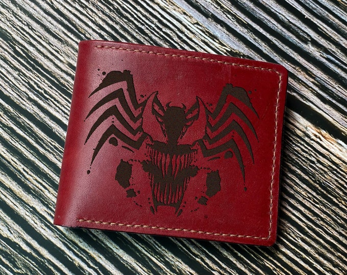 Venom Leather Wallet: Engraved Antihero Gift