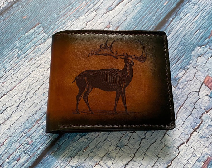 Handmade Deer Leather Wallet, Personalized Hunting Style Gift