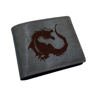 Drachen Kunst Männer Geschenk, mystische Monster Kunst Geldbörse, personalisierte Drachen Geldbörse für Papa, Geschenk für Ehemann, Weihnachtsgeschenkideen für Freund