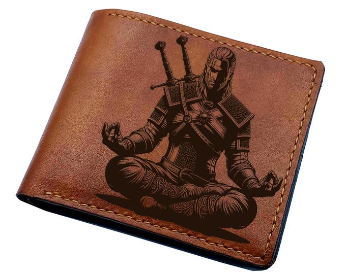 The Witcher leather handmade wallet, custom wallet for men