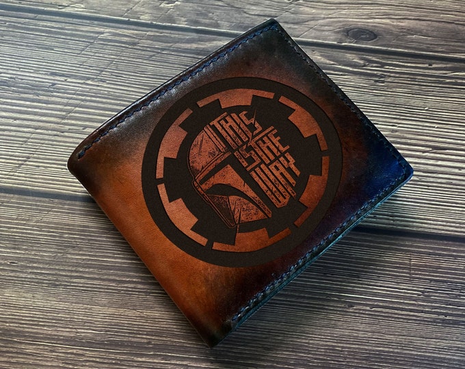 Personalized Leather Bifold Wallet: Star Wars Imperial Crest Engraved